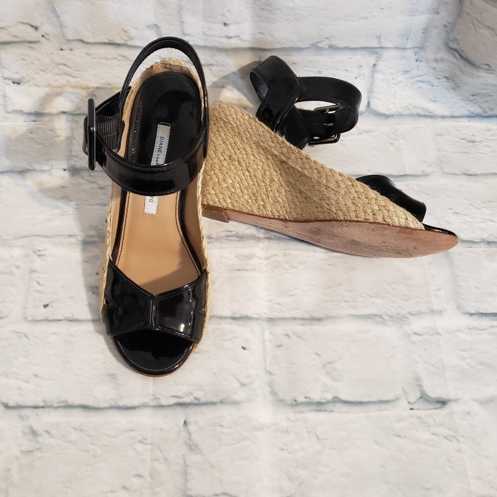 Diane von Furstenberg SUDAN Patent Espadrille size 6.5